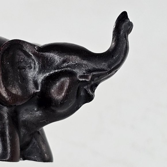 Miniature Carved Lucky Elephant Figurine Trunk Up - Picture 9 of 9